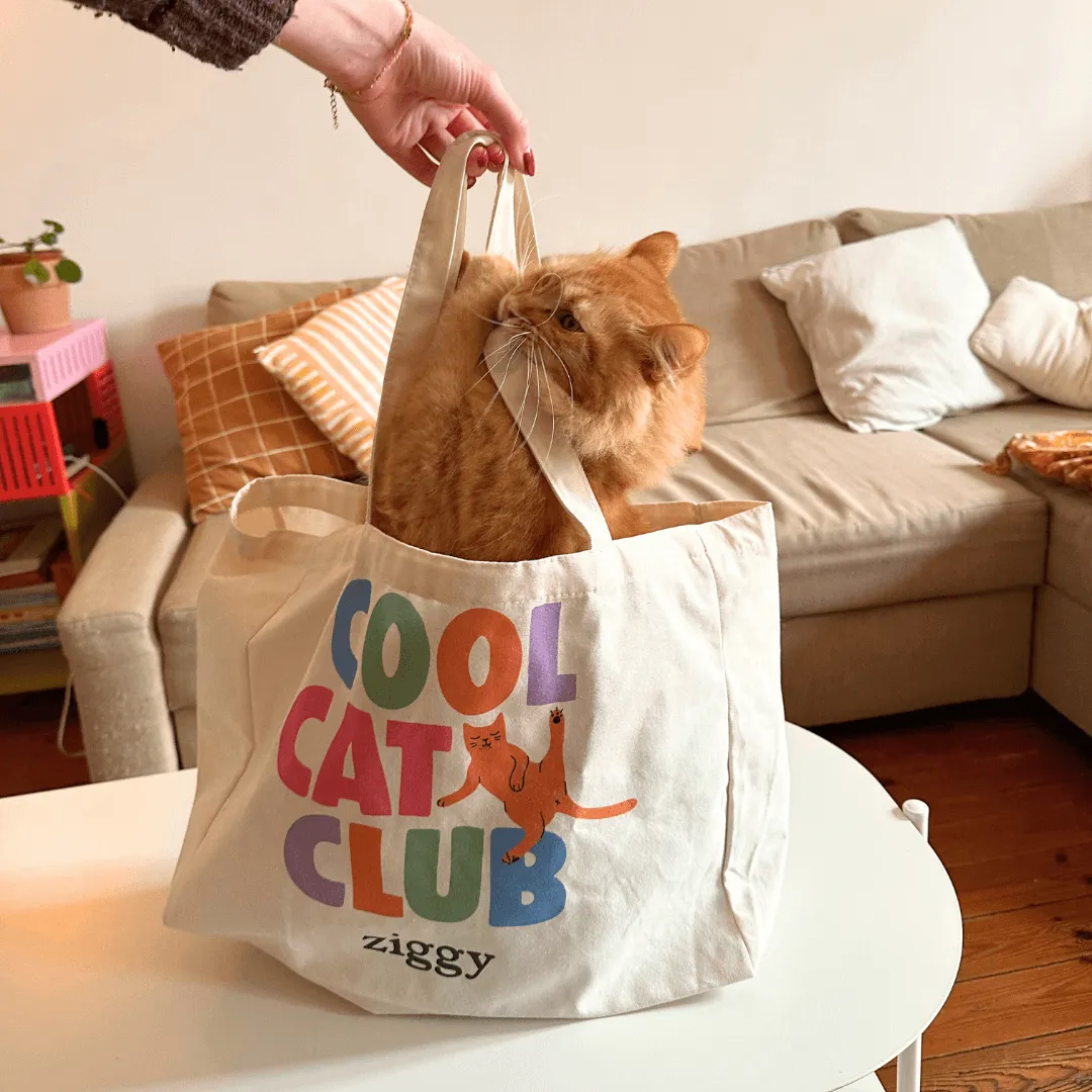 Ziggy Cool Cat Club tote bag katoen groot kattenprint