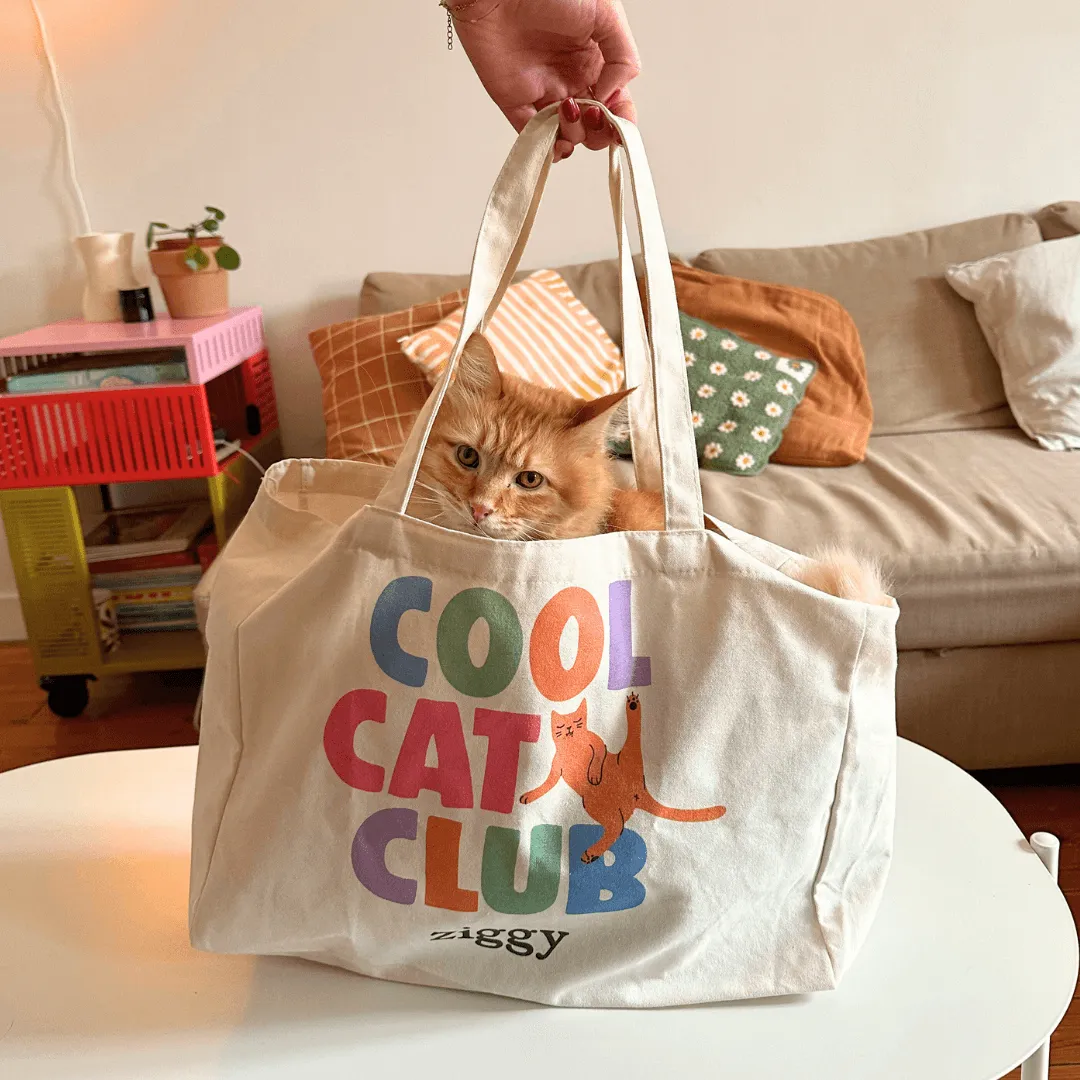 Ziggy Cool Cat Club tote bag katoen groot kattenprint