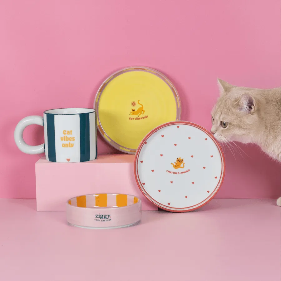 Ziggy Lovely Kitten kattenbord keramiek ondiep kitten