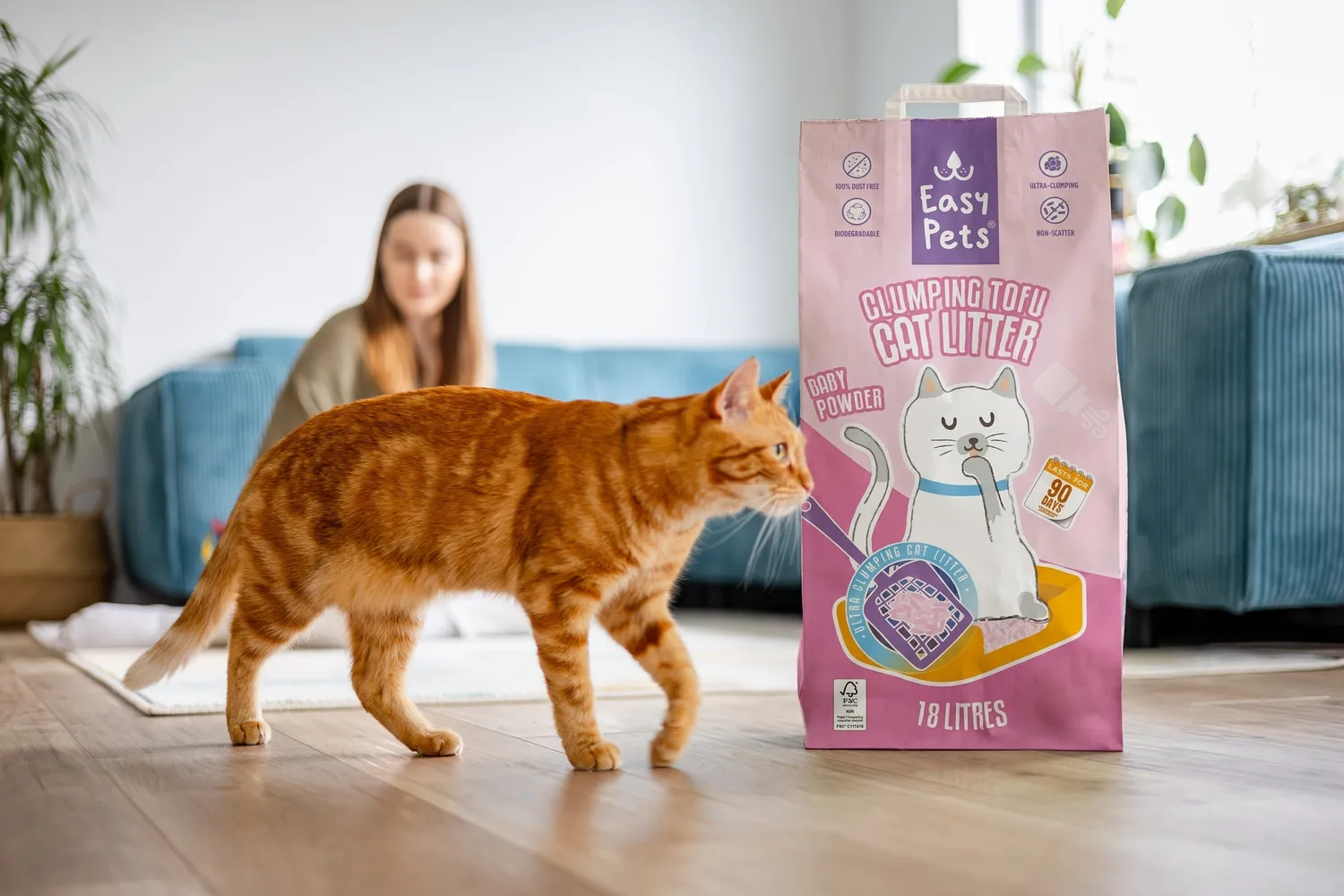 Easypets Tofu Kattenbakvulling Babypoeder 18L Doorspoelbaar