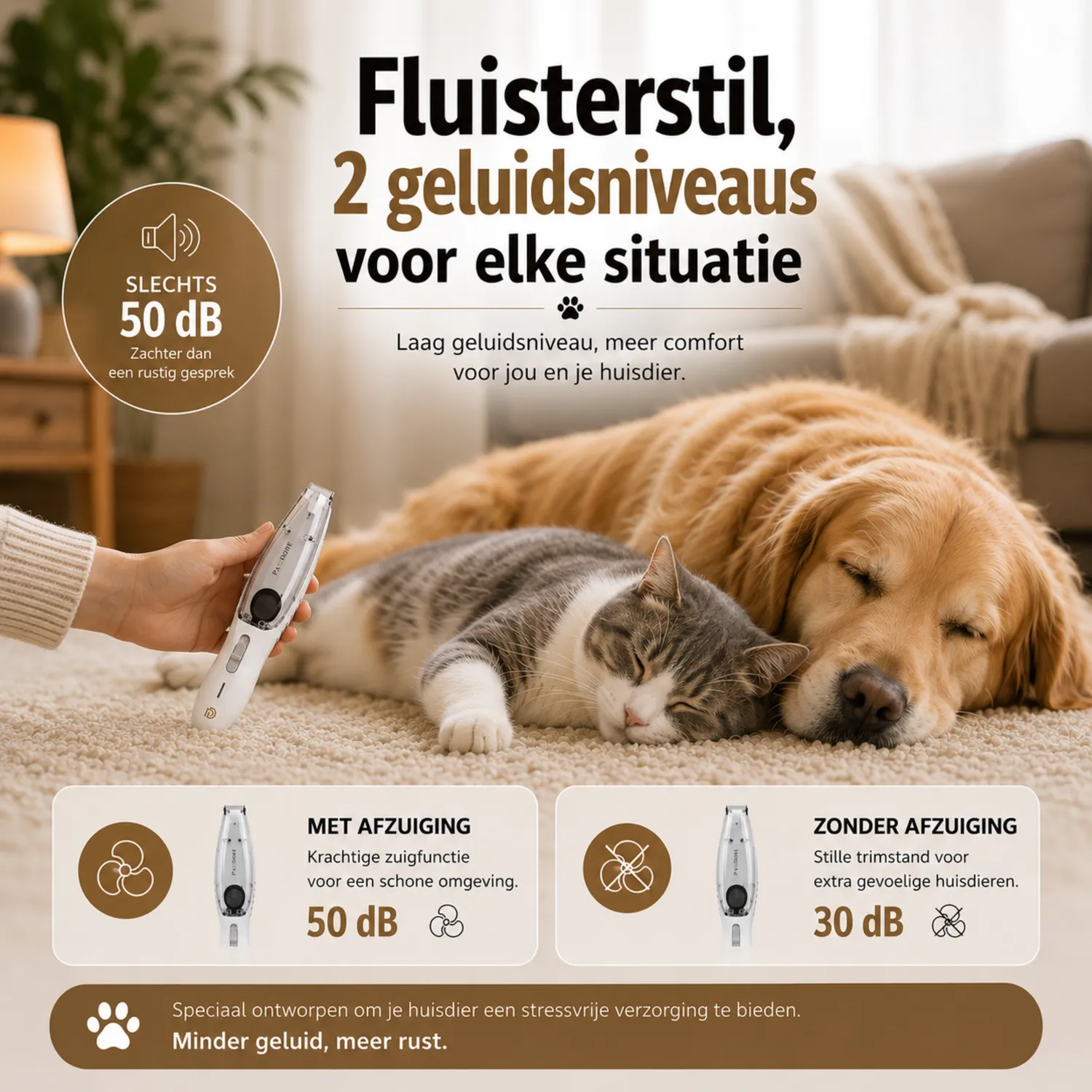 Pawdore Trimzy dierencentondeuse met vacuum 60 min draadloos