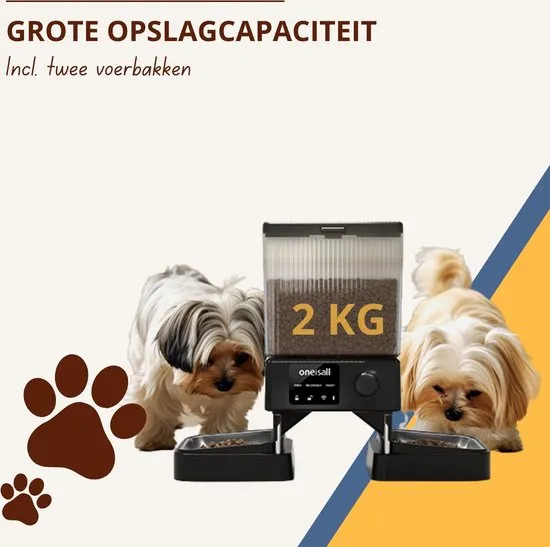 Oneisall PFD-002 Pro voerautomaat 5L app 2 katten