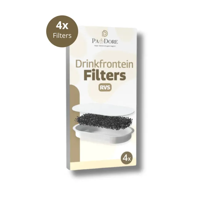 Pawdore Drinkfontein RVS Filters vervangfilters 4 stuks