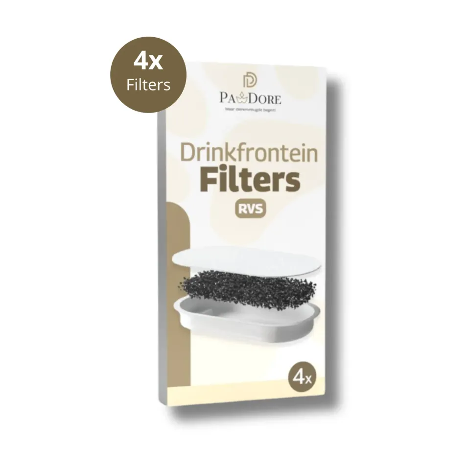 Pawdore Drinkfontein RVS Filters vervangfilters 4 stuks