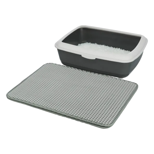 Easypets Uitloopmat kattenbakmat grijs 55x40 cm zacht