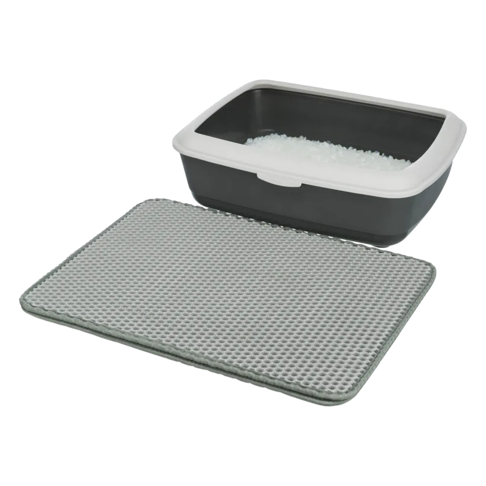 Easypets Uitloopmat kattenbakmat grijs 55x40 cm zacht