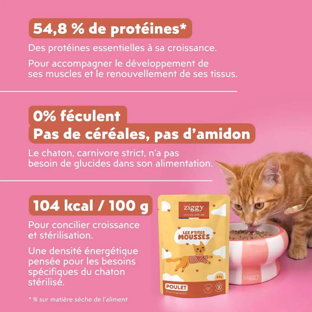 Ziggy Mousse Sterilised Kitten natvoer kip 4x85g graanvrij