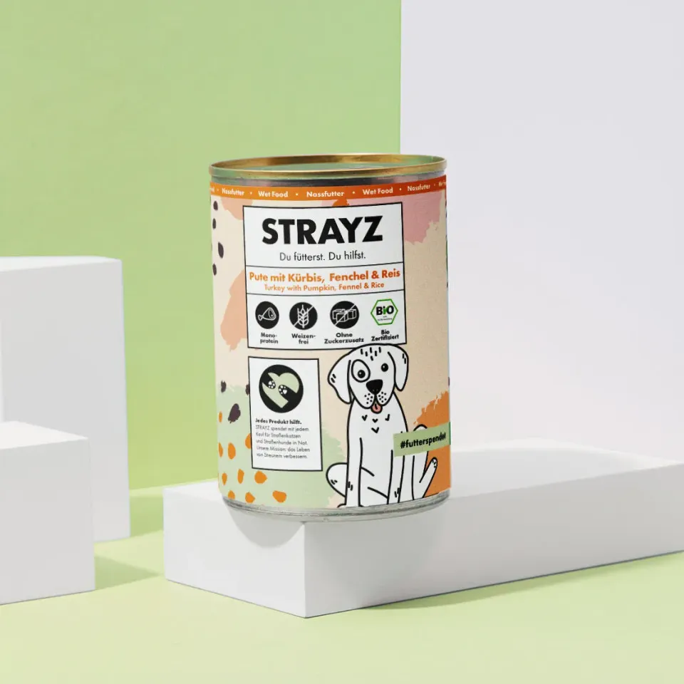 STRAYZ Pute Kürbis hondenvoer nat 400g glutenvrij