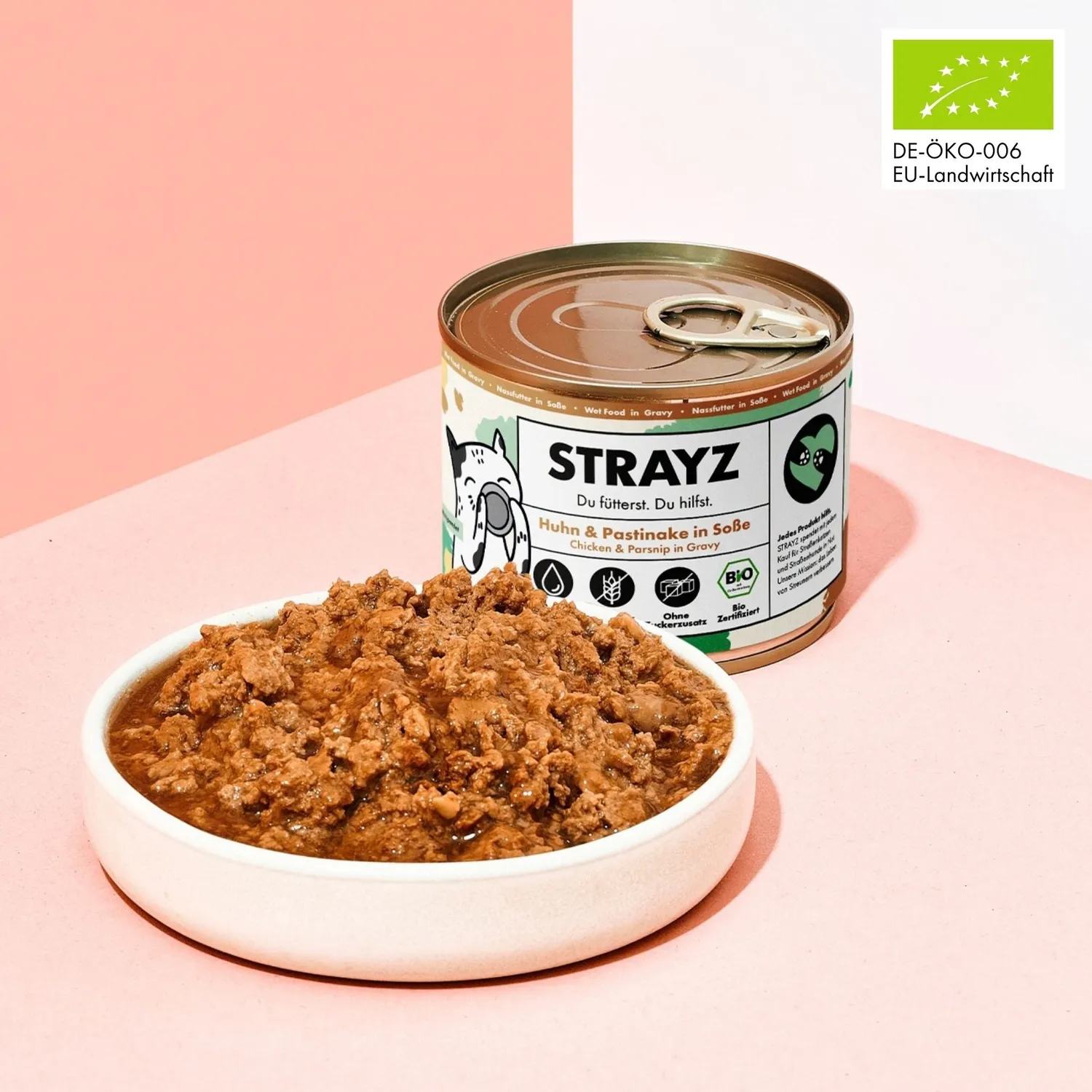 STRAYZ kip pastinaak in saus natvoer kat 200g bio