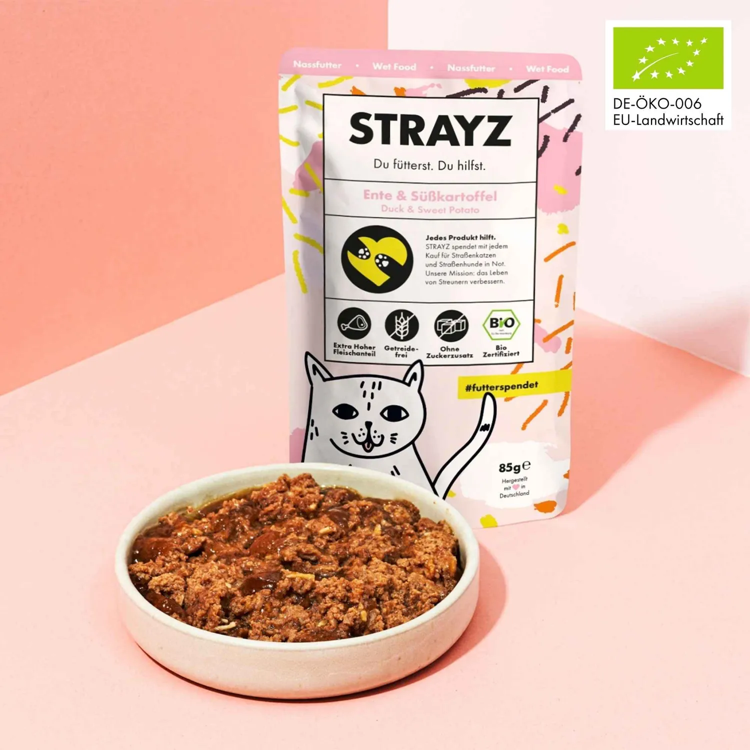 STRAYZ Ente Süßkartoffel paté kat 85g eiwitrijk