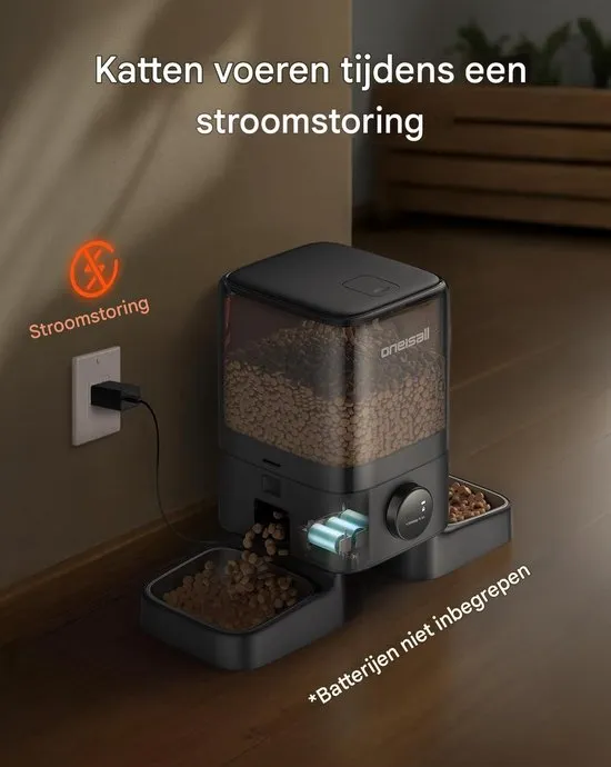 Oneisall PF09 automatische voerbak 5L met 2 rvs bakken