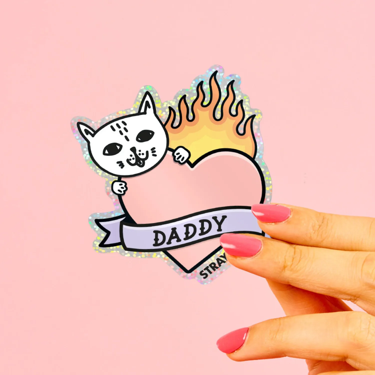 STRAYZ Cat Daddy sticker glitter katten cadeau