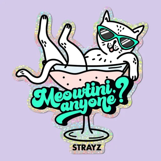 STRAYZ Meowtini katten sticker glitter kat