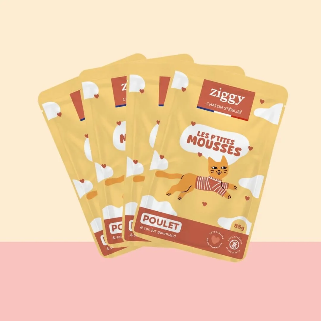 Ziggy Mousse Sterilised Kitten natvoer kip 4x85g graanvrij